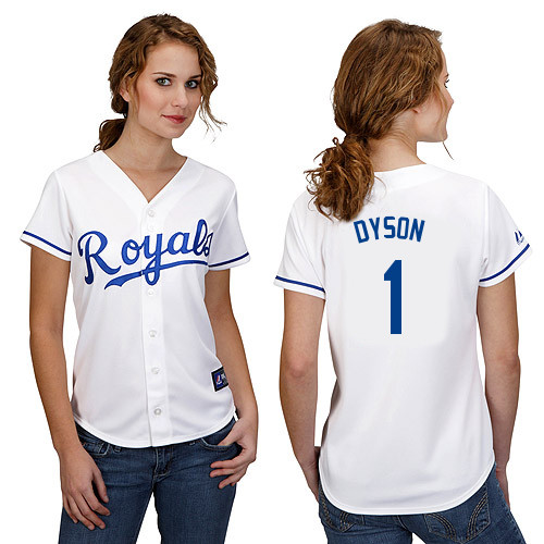Jarrod Dyson #1 mlb Jersey-Kansas City Royals Women's Authentic Home White Cool Base Baseball Jersey
